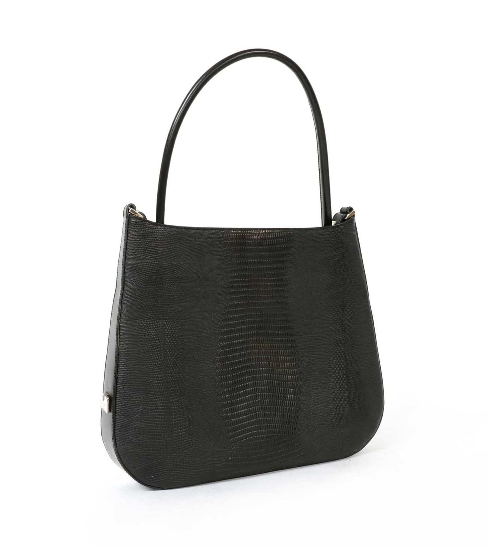 A vintage Salvatore Ferragamo black lizard skin tote bag - Bild 4 aus 12