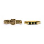 A 9ct gold engraved buckle ring,