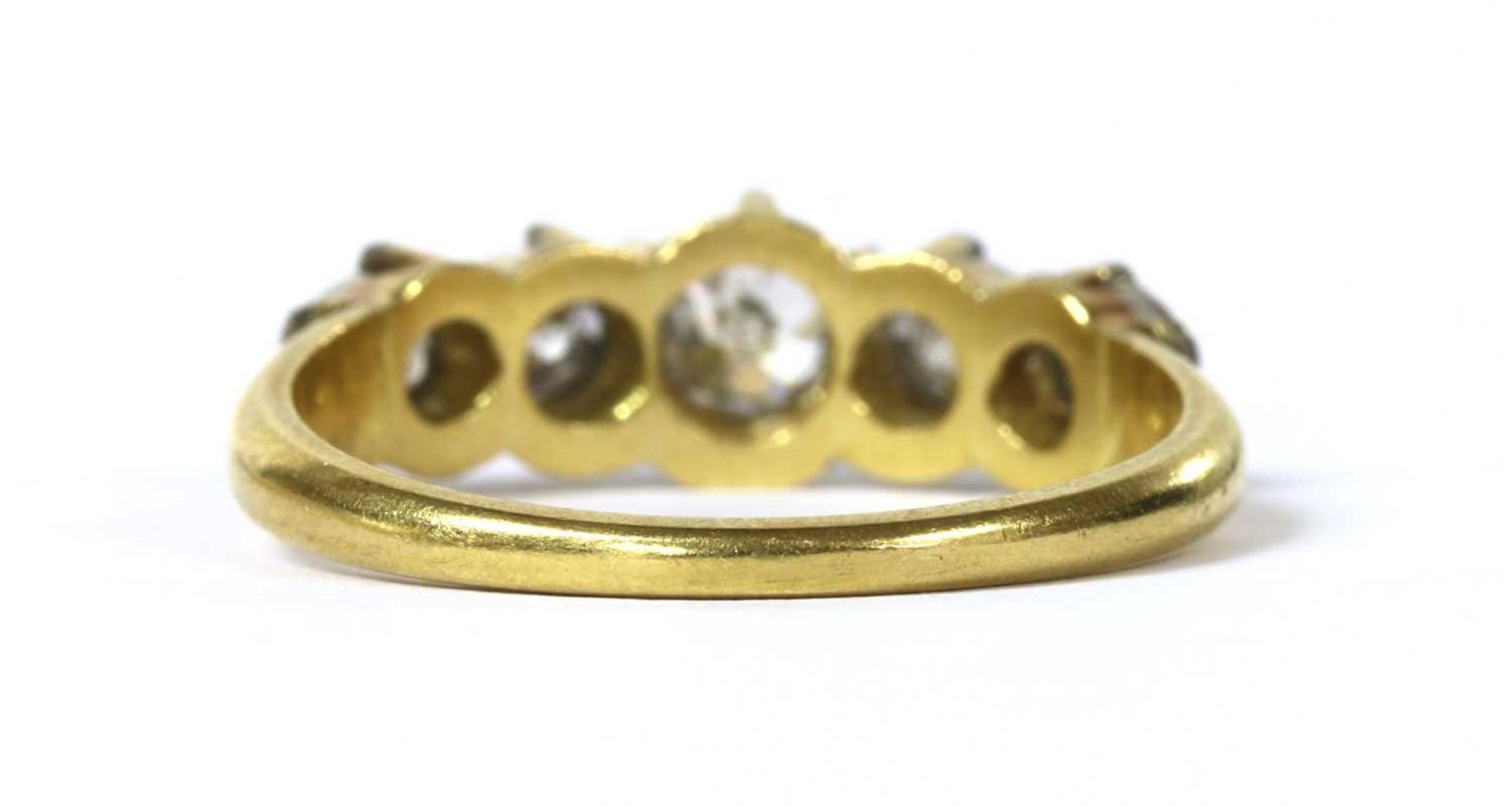A gold five stone diamond ring, - Image 3 of 3