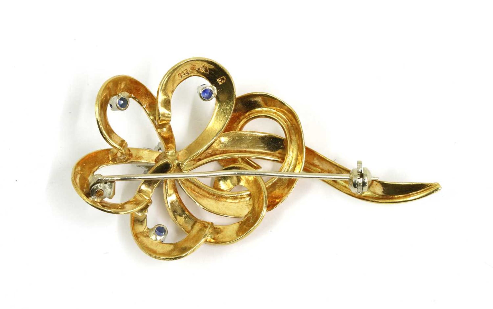 A gold synthetic sapphire and paste set spray brooch, - Image 2 of 2