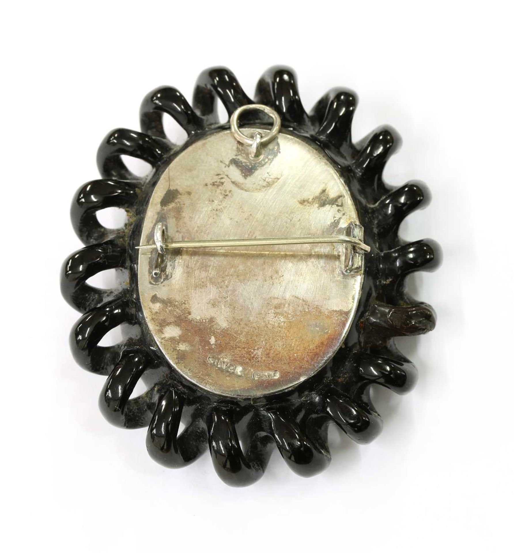 A jet cameo brooch/pendant, - Image 2 of 2