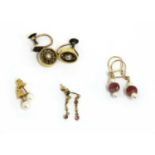 Four pairs of earrings,