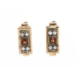 A pair of Continental garnet and paste earrings,