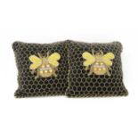 Two Mackenzie Childs 'Queen Bee' cushions,