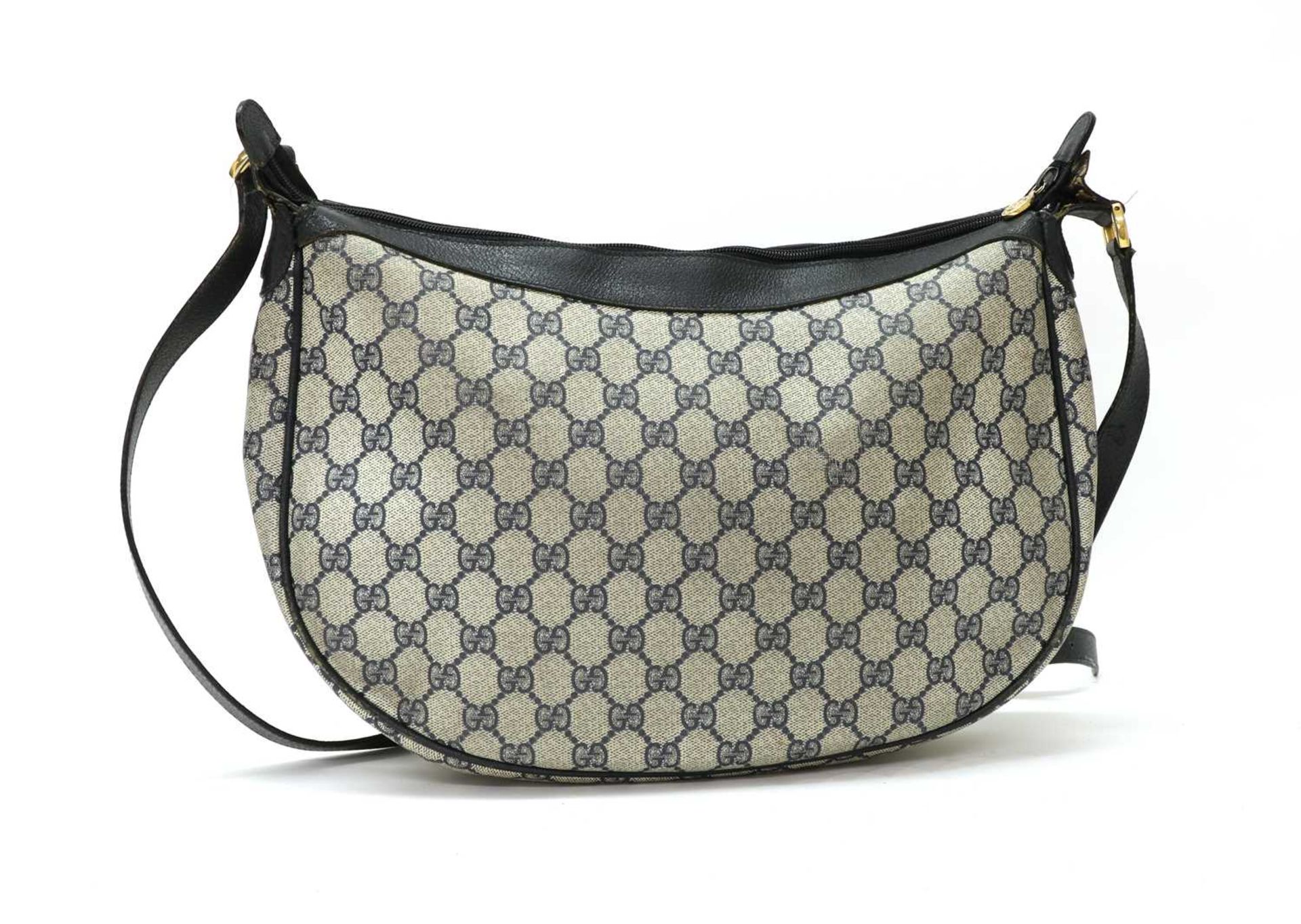 A Gucci blue leather and coated canvas shoulder bag, - Image 2 of 2