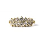 A gold two row diamond ring,