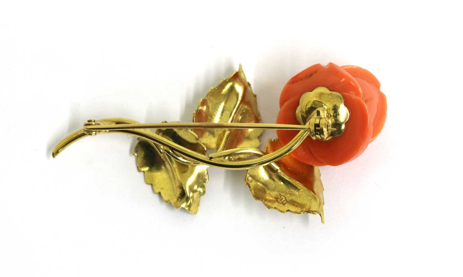 An Italian gold carved coral brooch, - Image 2 of 2