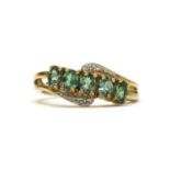 A 9ct gold gemstone and diamond set ring,