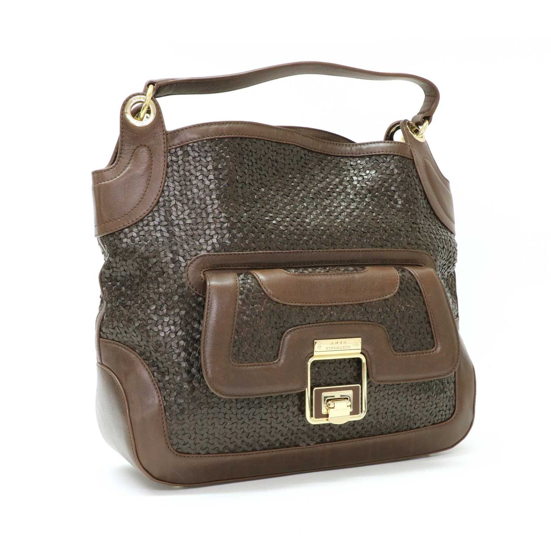 An Anya Hindmarch brown Beverley woven leather tote,