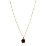 A 9ct gold garnet cluster pendant,