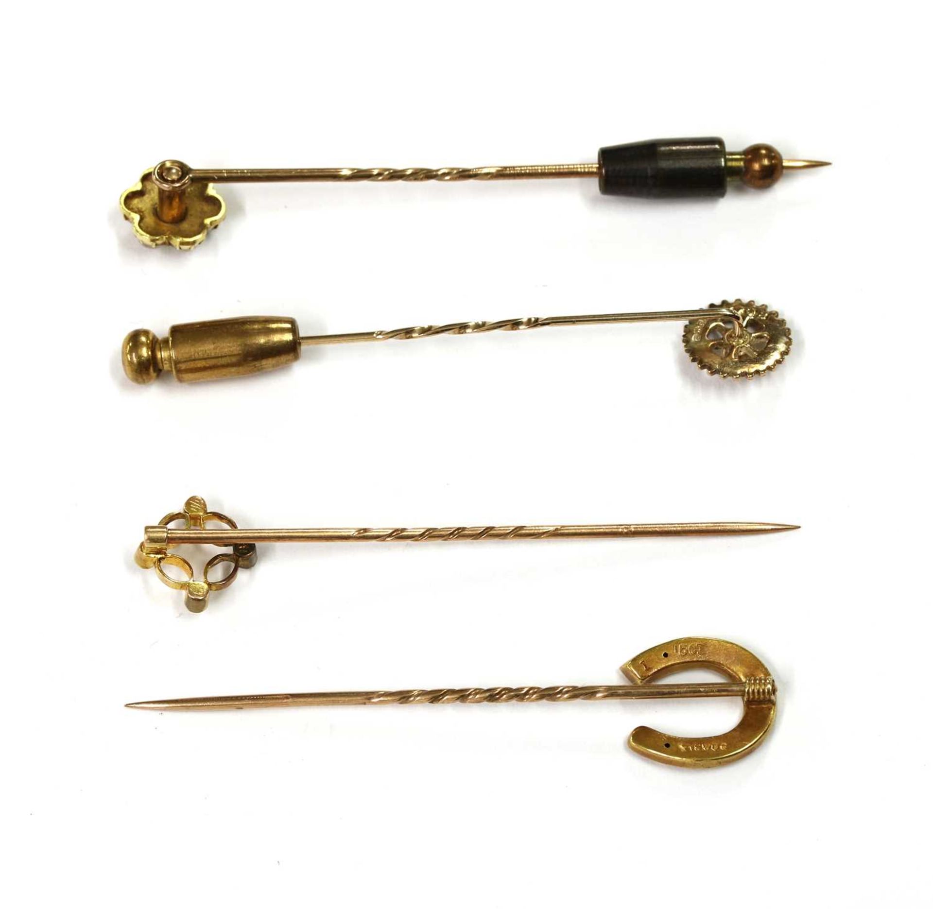 Five gold stick pins, - Image 3 of 3