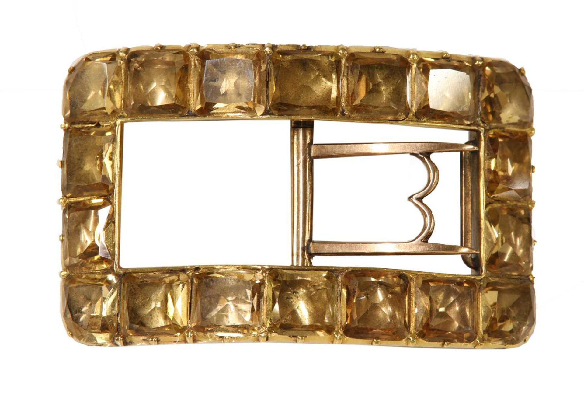 A pair of George III gold mounted topaz shoe buckles, c.1790, - Image 3 of 5