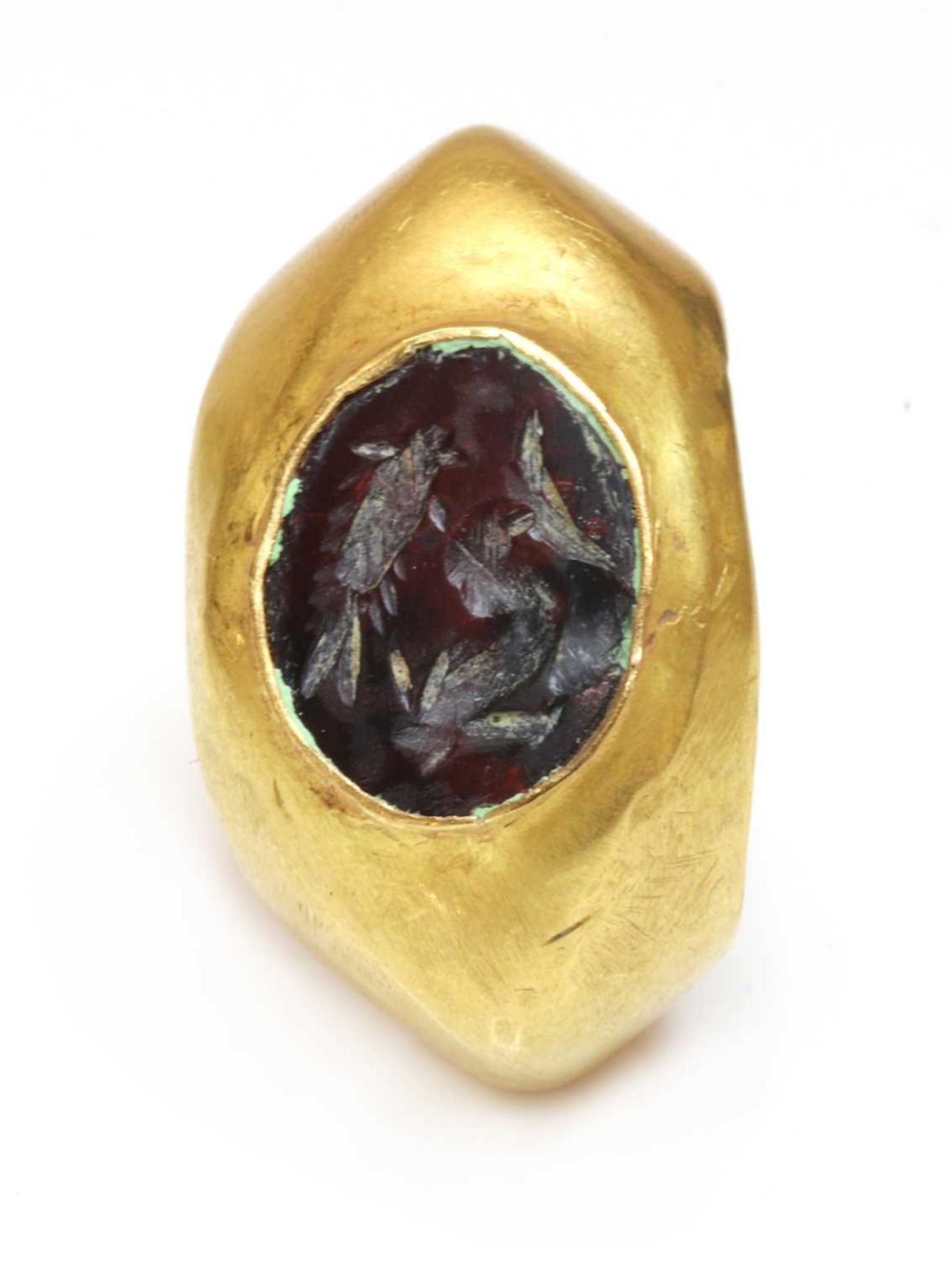 A Roman hollow gold hardstone intaglio ring, - Image 3 of 3