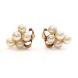 A pair of cultured pearl cluster earrings,