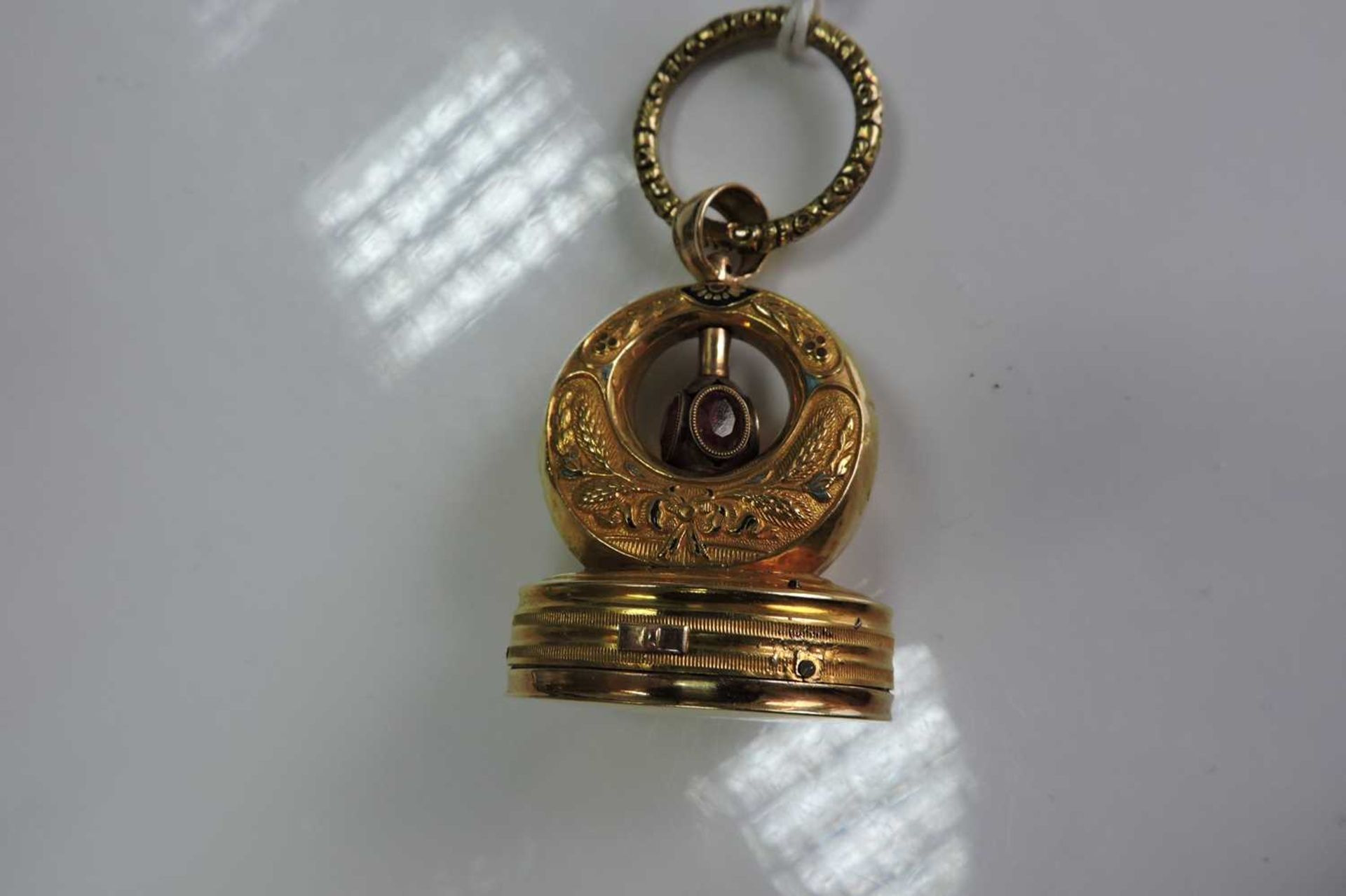 A Regency gold and enamel musical seal/fob, - Image 3 of 6
