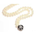 A two row uniform cultured pearl necklace,