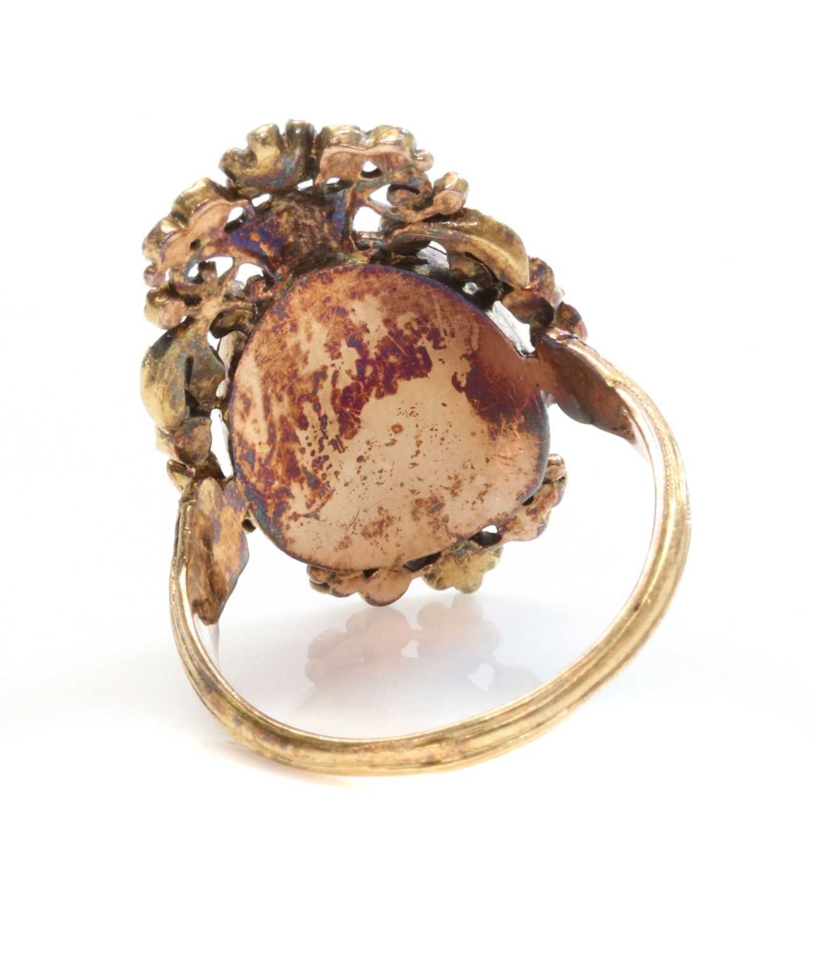 A Georgian ruby, emerald and diamond painted miniature giardinetti ring, - Image 2 of 4