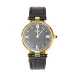 A gentlemen's Vermeil Must de Cartier quartz strap watch,