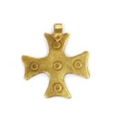 A Byzantine high carat gold cross pendant,