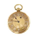 An 18ct gold key wound open faced pocket watch, by George Lefever,