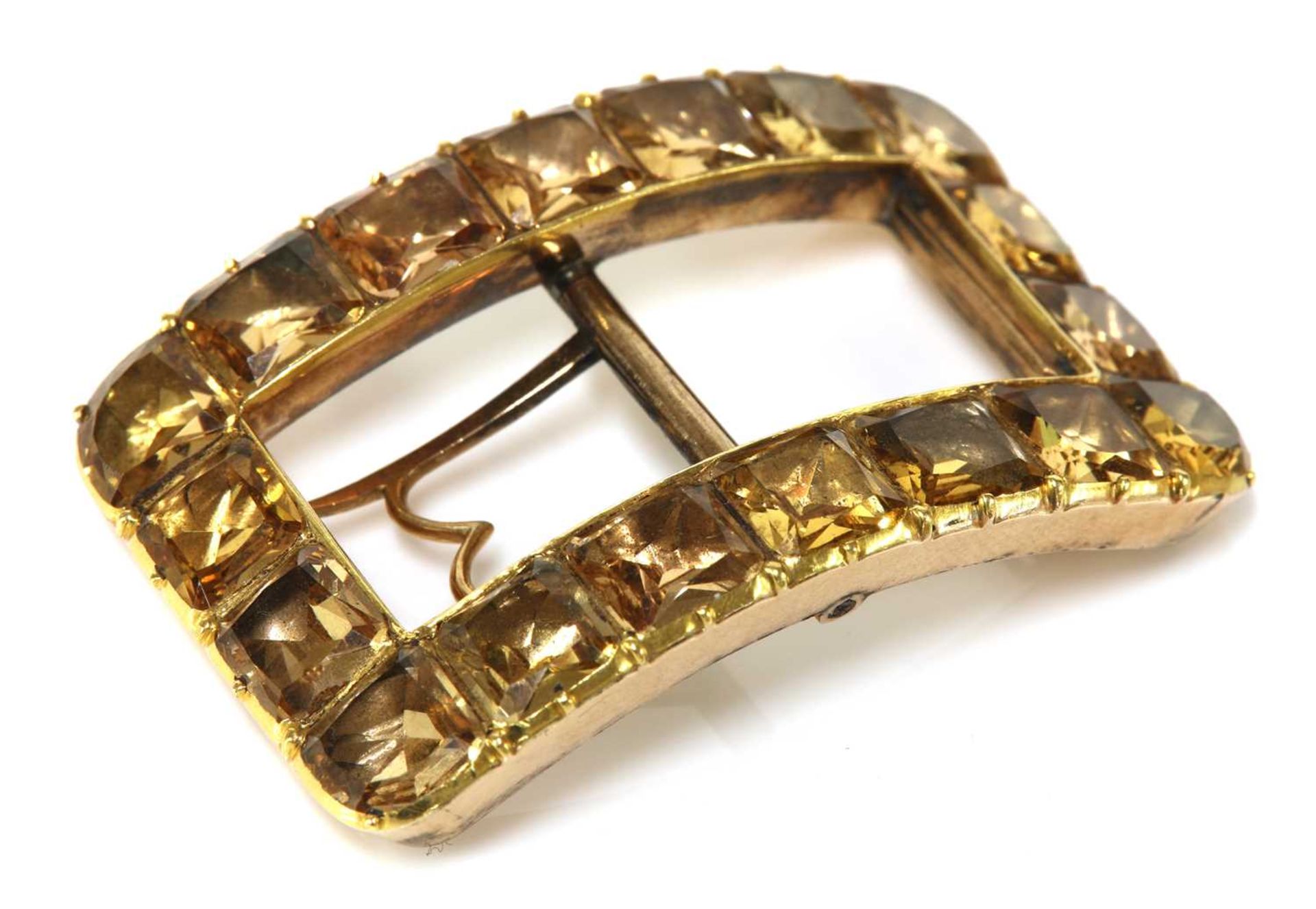 A pair of George III gold mounted topaz shoe buckles, c.1790, - Image 4 of 5