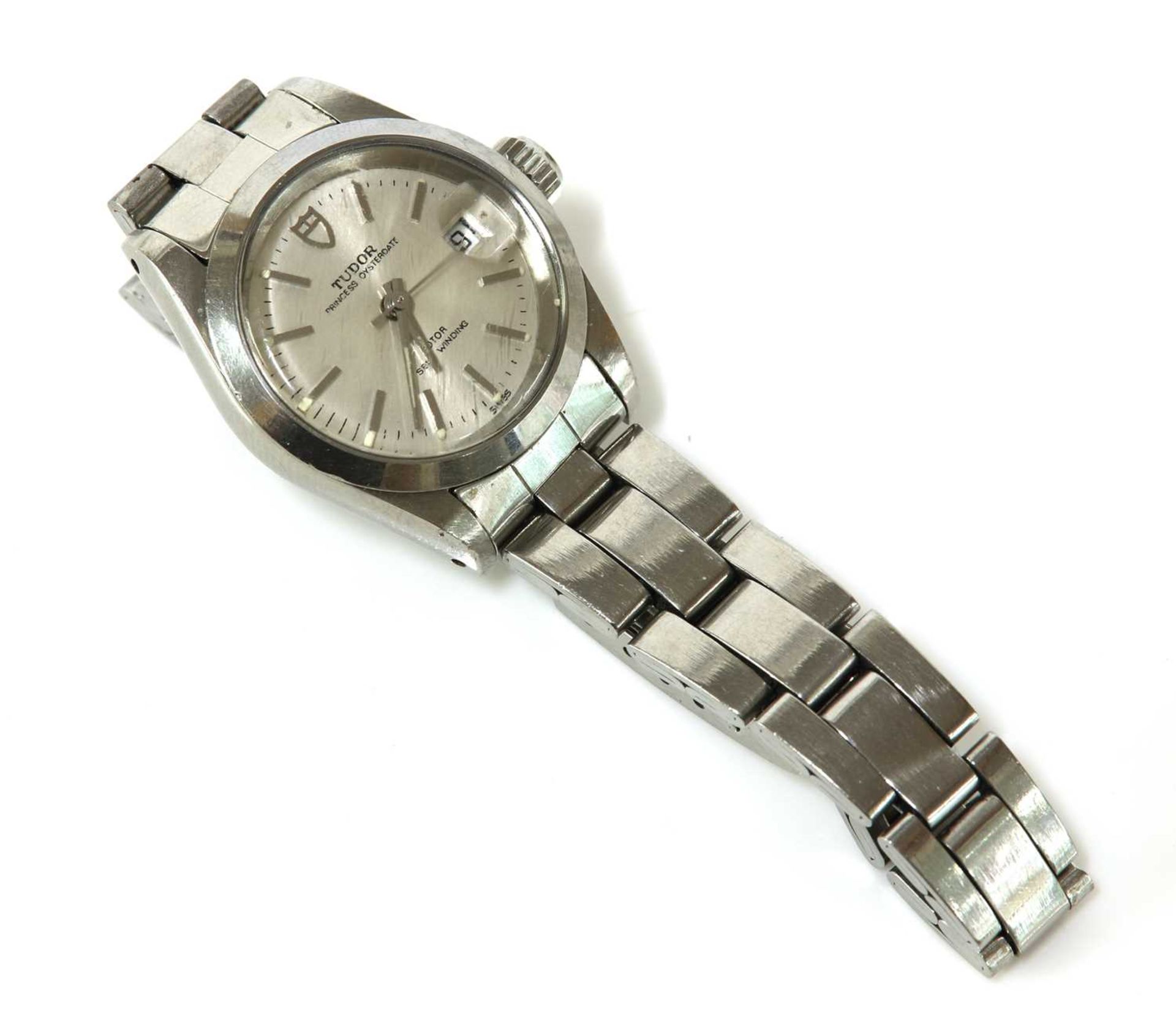 A ladies' stainless steel Tudor 'Princess Oysterdate' automatic bracelet watch, - Bild 2 aus 4