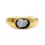 A Roman hollow gold hardstone cameo ring,