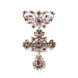 A Georgian ruby set pendant,