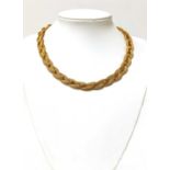 An Italian three row plaited mesh link necklace, c.1960,