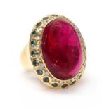 A Continental gold tourmaline and diamond ring,