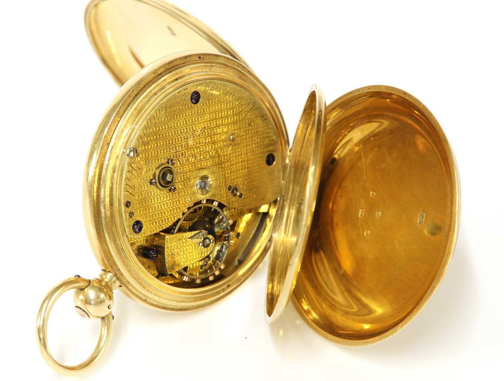 An 18ct gold key wound hunter pocket watch, - Image 2 of 5