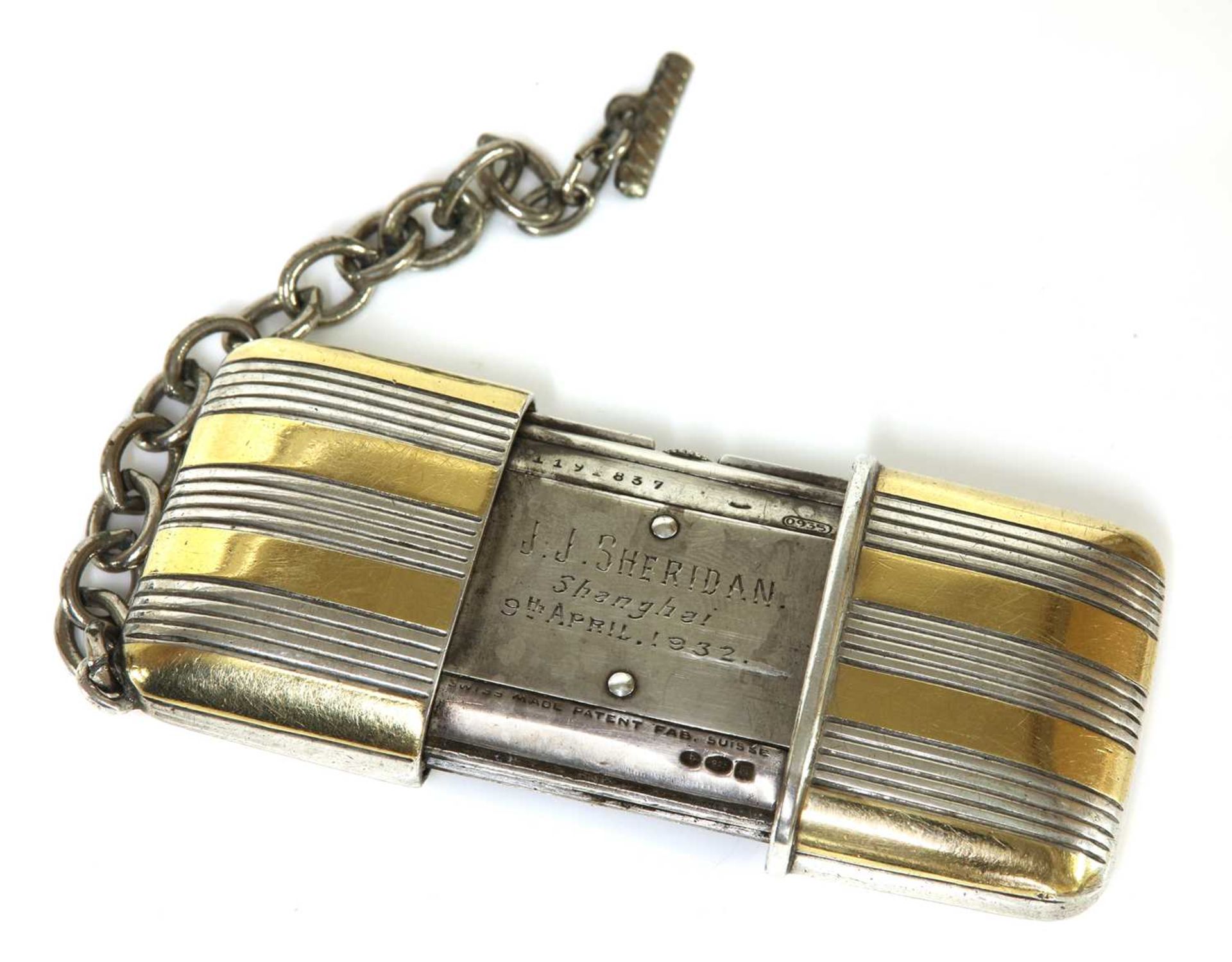 An Art Deco sterling silver and gold Movado mechanical purse watch, - Image 3 of 3