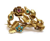 A Regency gold gem set posy brooch,