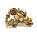 A Regency gold gem set posy brooch,