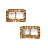 A pair of George III gold mounted topaz shoe buckles, c.1790,