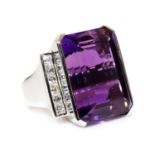 A single stone amethyst ring,