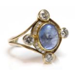 An 18ct gold sapphire and diamond ring,