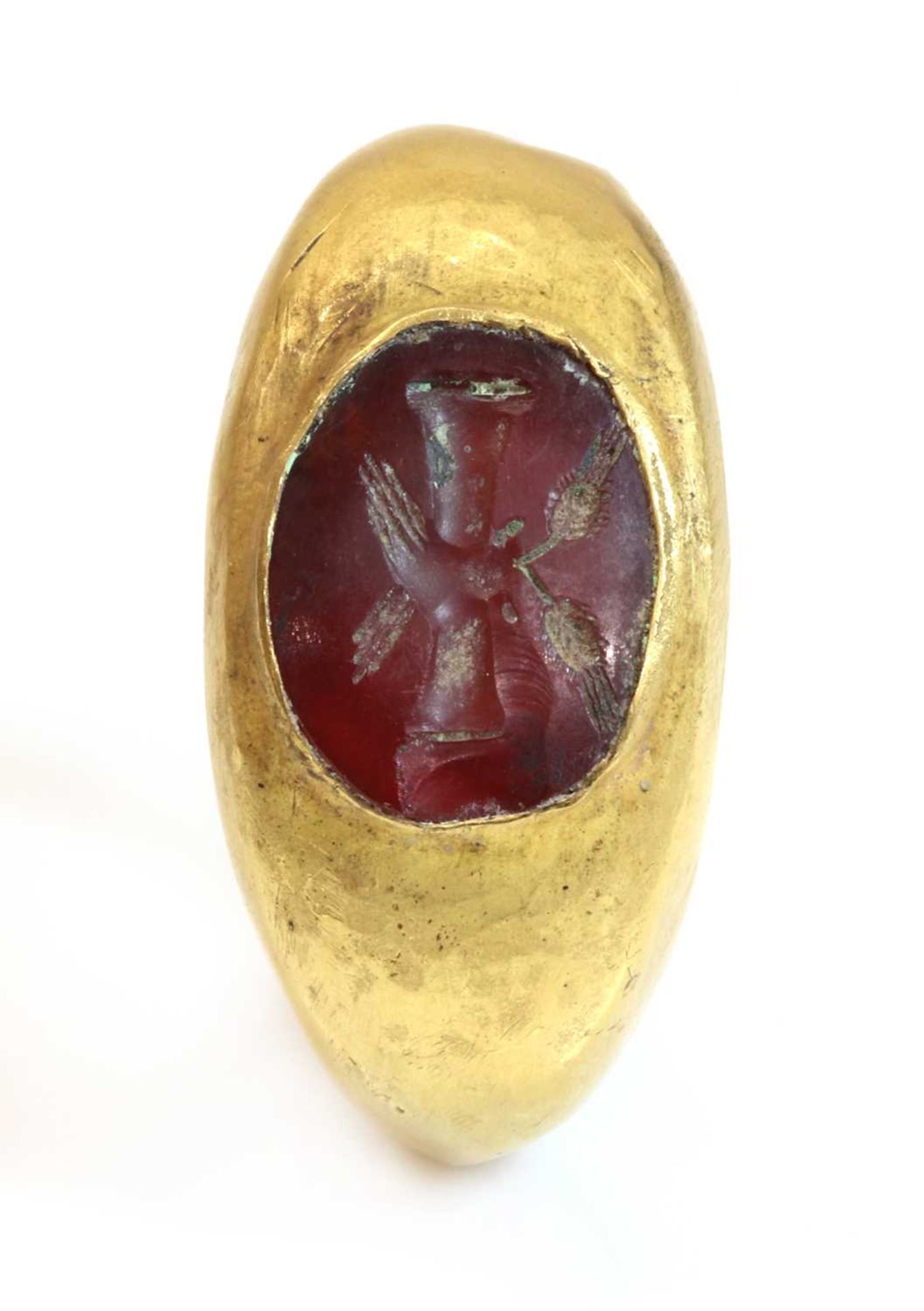 A Roman hollow gold hardstone intaglio ring, - Image 2 of 3