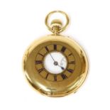 An 18ct gold side wind half hunter pocket watch,