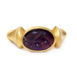 A Roman amethyst intaglio ring,