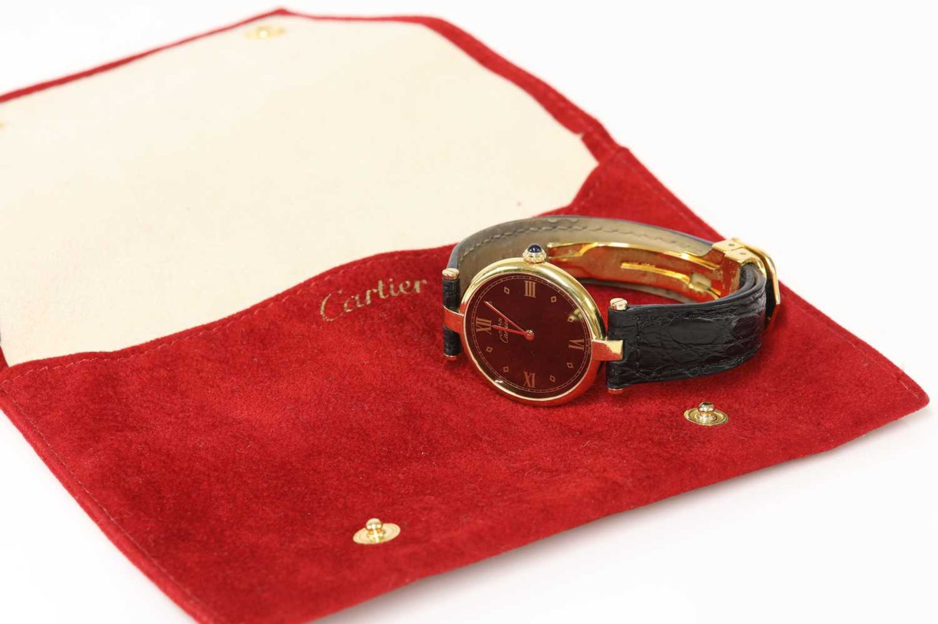 A gentlemen's Vermeil Must de Cartier quartz strap watch, - Bild 3 aus 6