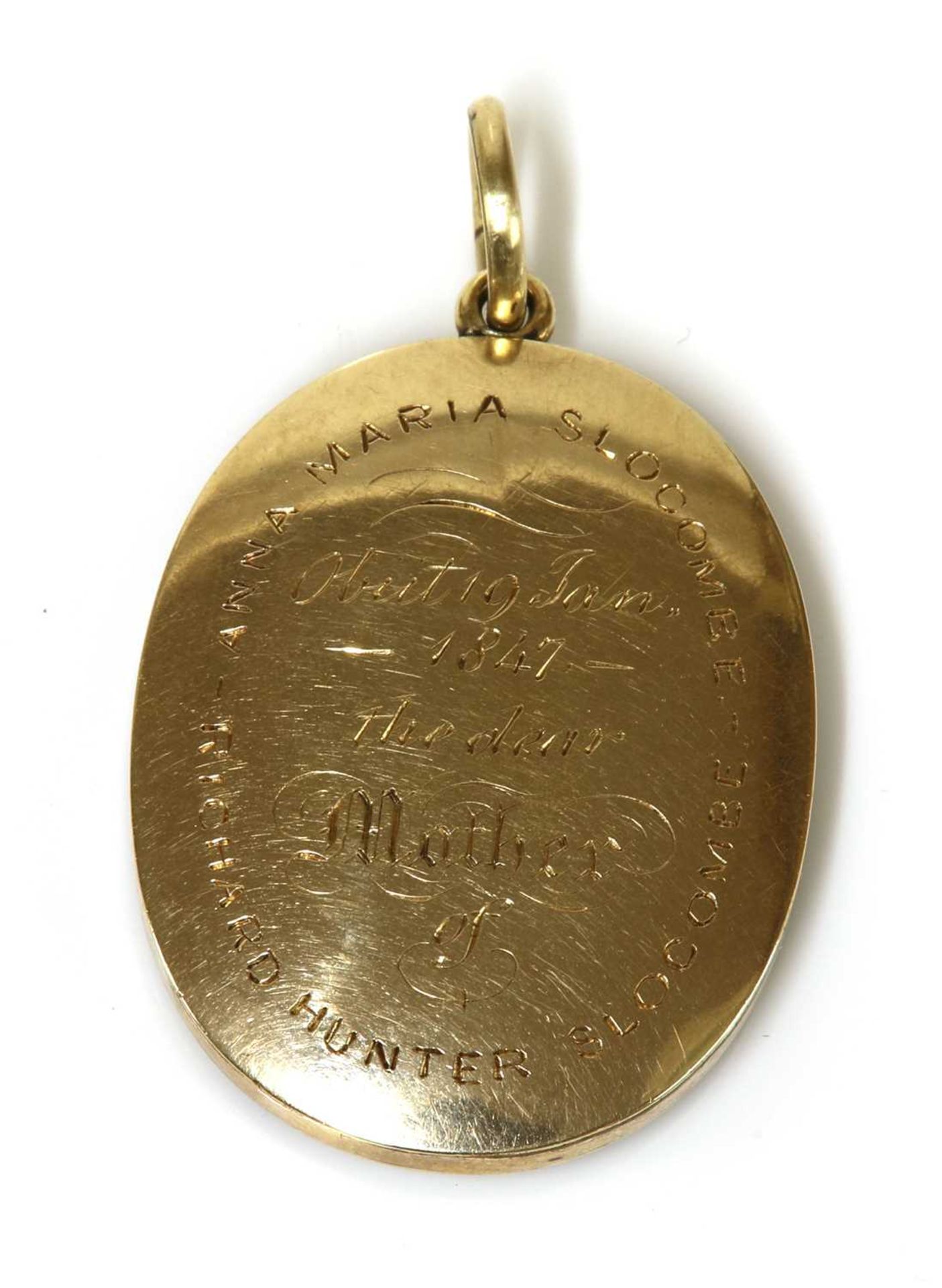 A Victorian gold glazed memorial locket, - Image 2 of 2