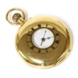 An 18ct gold side wind half hunter chronograph pocket watch,