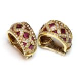 A pair of 18ct gold ruby and diamond ear cuffs, by Rodney H Rayner, c.1980,