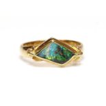 A gold Queensland boulder opal ring, by Mariusz Tomaszewski,