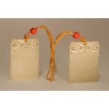 Two Chinese jade plaques,