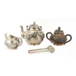 A Japanese silver three-piece tea service,