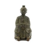 A Chinese brass Daoist figure,
