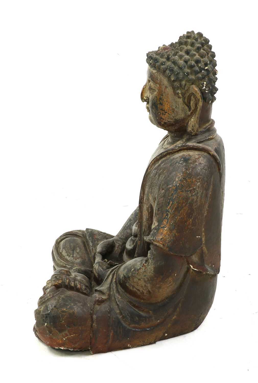 A gilt-lacquered wood Buddha, - Image 2 of 5