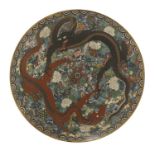 A Japanese cloisonné charger,